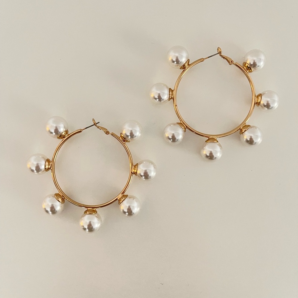 Brand New Pearl Hoops - Brand new! Never worn.